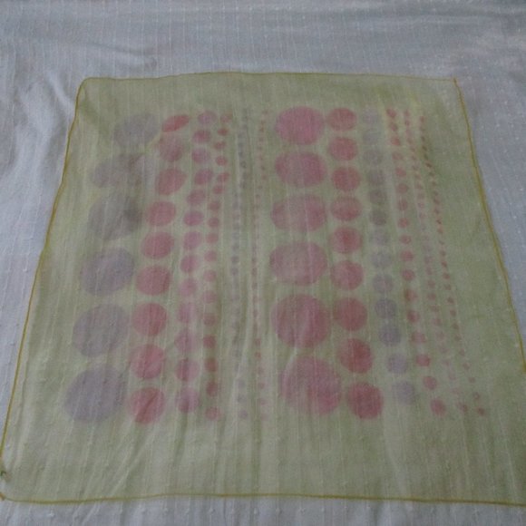 1950s yellow dotted chiffon scarf - Picture 2 of 6